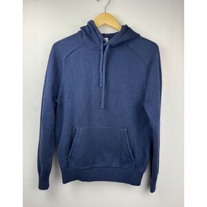 J Crew Men's Heritage cotton hooded sweater Navy Blue Knit Hoodie Sweater Size S